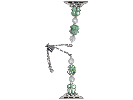 Нова браслет для смарт-годинника GlacierX Slider Clasp Clover Motif Bracelet Crystal Green для Apple Watch 38/40/41mm Срібно-зелений