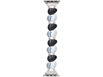 Neue Armbanduhr GlacierX Gleam Almond Stretch Bracelet Storm Cloud für Apple Watch 38/40/41mm Silber-Schwarz