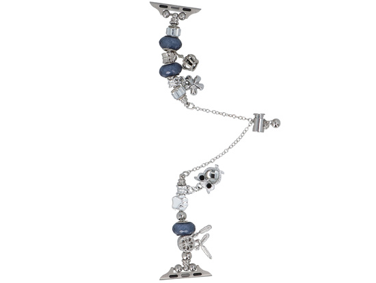 New bracelet for smartwatch GlacierX Slider Clasp Beaded Charm Bracelet Nightfall Silver for Apple Watch 38/40/41mm Silver-navy blue