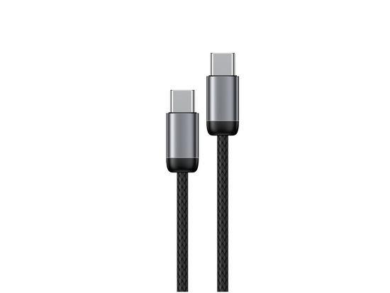 Neues Encore Energy USB-C-Kabel x2 5A QC PD 100W zum Laden und Datenübertragung 100 cm geflochten schwarz EE121-CC-1M