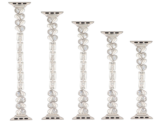 Neue Armbanduhr GlacierX Heart Chain Bracelet Silver für Apple Watch 38/40/41mm Farbe matt silber.