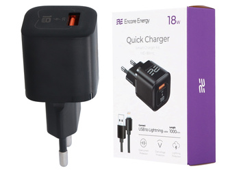 New 18W USB QC wall charger + USB - Lightning 100cm cable Encore Energy MD-181mL
