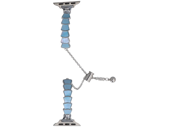 Nueva pulsera para smartwatch GlacierX Slider Clasp Tidal Arc Bracelet Silver Sea para Apple Watch 38/40/41mm Plata-Azul.