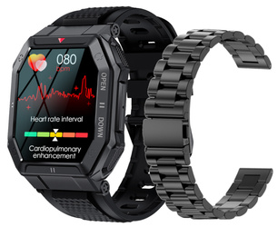 Новий смарт-годинник GlacierX Trail Black + Сталева браслет GX-TC55 BS