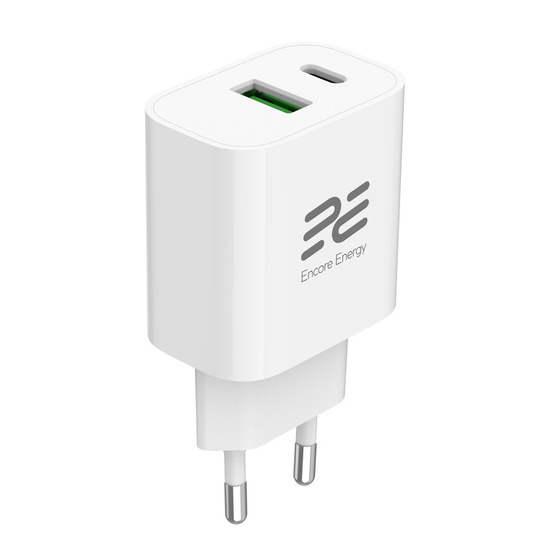 New Encore Energy PD 3.0 Quick Charge 4.0 USB-A USB-C 20W wall charger adapter MD-2083R + cable 2x USB-C 100cm