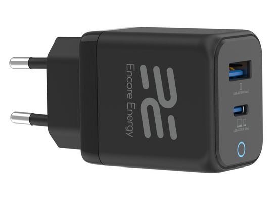 Nuovo caricabatterie da rete GaN PD 3.0 Quick Charge 4.0 USB-A USB-C 35W Encore Energy MD-3583RA