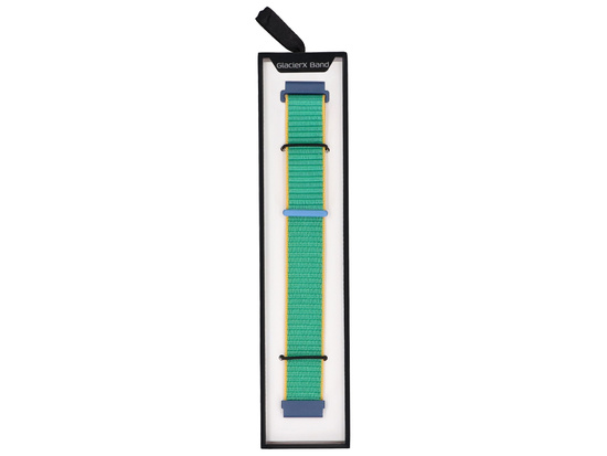Neues Armband für Smartwatch GlacierX Grip Strap Nylon Crayon Grün Jadeit + Gelb und Blau 22mm