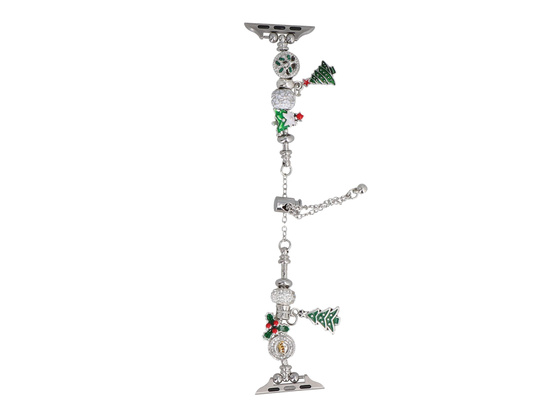 Nueva pulsera para smartwatch GlacierX Slider Clasp Winter Charm Bracelet Christmas Green para Apple Watch 38/40/41mm Plata