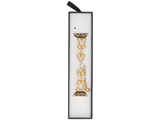 Nový náramek k chytrému hodinám GlacierX Slider Clasp Double Chain Pearl Bracelet Gold Gleam pro Apple Watch 38/40/41mm Zlatý