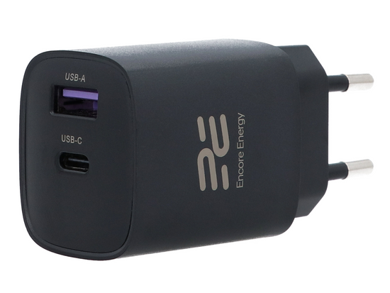 Nouveau chargeur secteur Encore Energy GaN QC 4.0 PD 3.0 USB-A USB-C 45W GaN-4583R + câble USB-A USB-C 2m