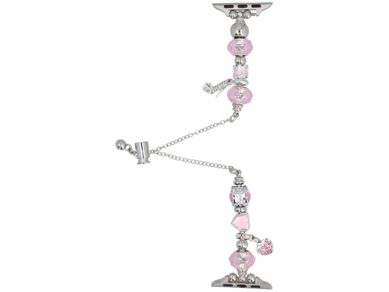 Nový náramek k smartwatch GlacierX Slider Clasp Beaded Charm Bracelet Ice Rose pro Apple Watch 38/40/41mm Stříbrno-růžový