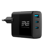 Nouveau chargeur secteur Encore Energy GaN QC 4+ PD 3.0 USB-A USB-C x2 65W MD-6583R avec affichage.