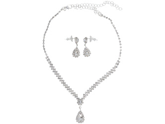 Victorian jewelry set Silver necklace + earrings