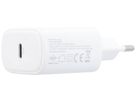 Nuovo caricabatterie da rete GaN 20W USB-C QC PD Encore Energy MD-2083ZB
