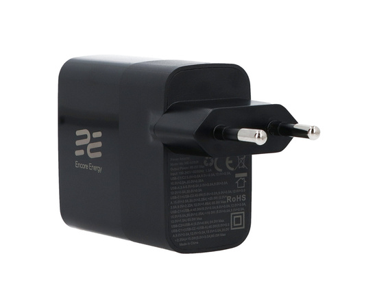 Nouveau chargeur secteur Encore Energy GaN QC 4+ PD 3.0 USB-A USB-C x2 65W MD-6583R avec écran + Adaptateur Samsung Micro USB vers USB-C