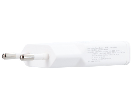 Neues SLIM GaN 20W USB-A USB-C QC PD Netzladegerät Encore Energy MD-2083ZA + USB-A USB-C Kabel 2m