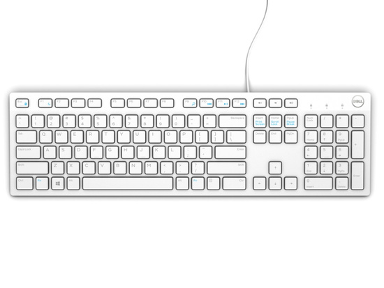 New Dell QuietKey KB216 Keyboard White USB + OEM Stickers