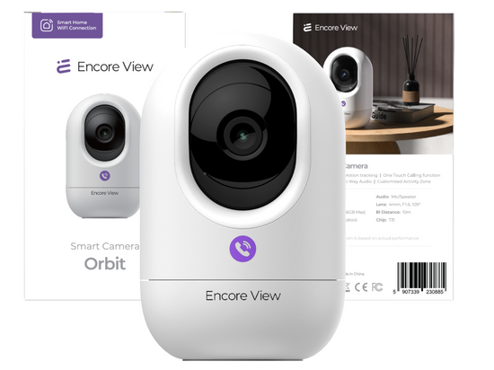 Nuova telecamera domestica intelligente WiFi PTZ 4Mpx FHD 3x Zoom visione notturna IR USB-C Encore View Orbit