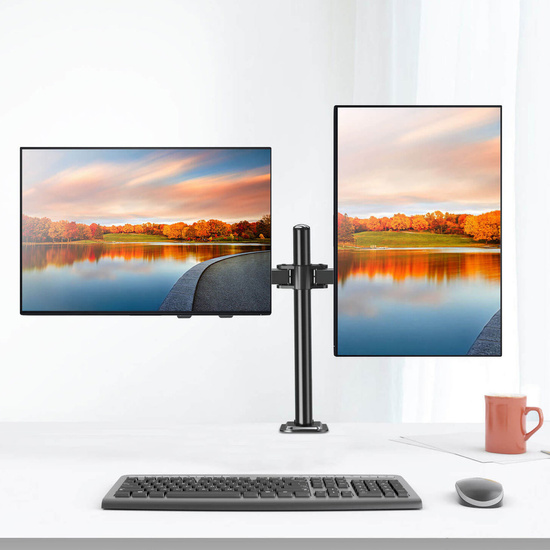 Nouveau Support de Bureau Triadyn DuoClamp pour Deux Moniteurs Téléviseurs 17-32" Ergonomique Réglable Rotatif TRD-BLK-2ST-17"-32"
