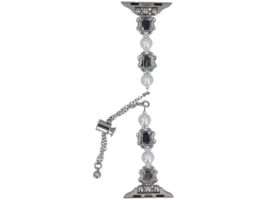 Neue Armbanduhr GlacierX Slider Clasp Clover Motif Bracelet Crystal Candy für Apple Watch 38/40/41mm Silberfarben