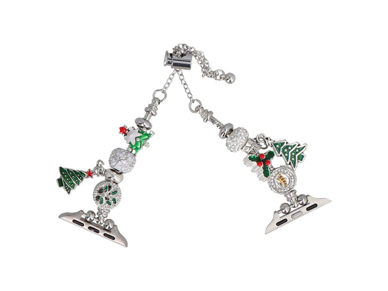 Nuovo bracciale per smartwatch GlacierX Slider Clasp Winter Charm Bracelet Christmas Green per Apple Watch 38/40/41mm Argento