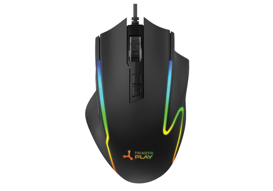 New Gaming Mouse Triadyn Play DIA 12800 DPI for Gamers LED Lighting HUANO Black