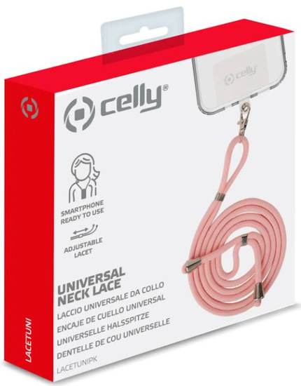 Nowa smycz pasek Celly do telefonu Różowa