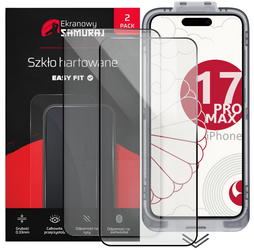 Nowe Szkło Hartowane Ekranowy Samuraj do Apple iPhone 17 Pro Max z ramką Easy Fit | 2-Pack