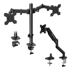Conjunto Triadyn Soporte de Escritorio DuoClamp para Dos Monitores Televisores de 17-32" + Soporte de Escritorio FlexMount para Monitor Televisor Individual de 13-34"