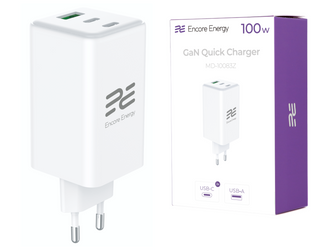 Neue Netzladegerät Encore Energy GaN QC PD 1x USB-A 30W 2x USB-C 100W MD-10083Z