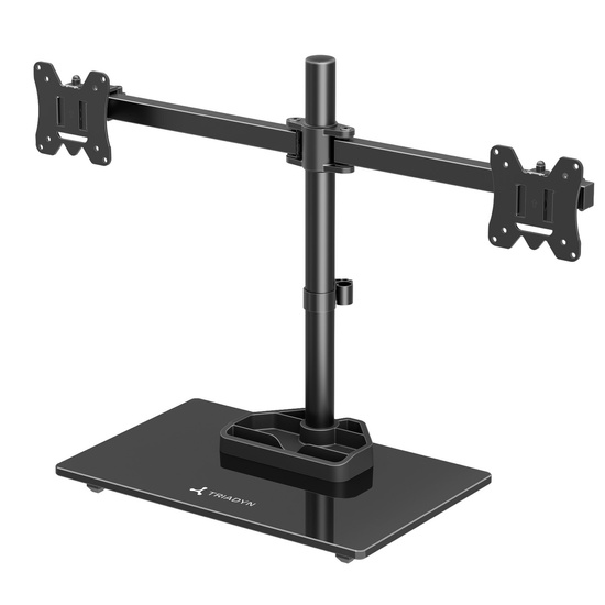 New Triadyn DuoBase Desk Mount for Two Monitors TVs 13-27" Ergonomic Adjustable Rotatable TRD-BLK-2ST-13"-27"