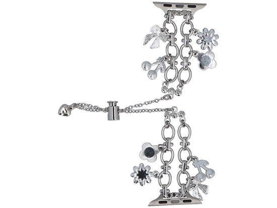 Nueva pulsera para smartwatch GlacierX Slider Clasp Double Chain Princess Bracelet Silver para Apple Watch 38/40/41mm Plata