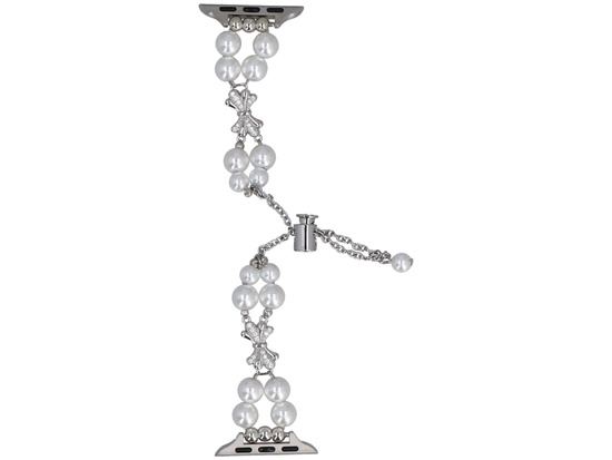 New bracelet for smartwatch GlacierX Slider Clasp Double Chain Pearl Bracelet White Gleam for Apple Watch 38/40/41mm Pearl