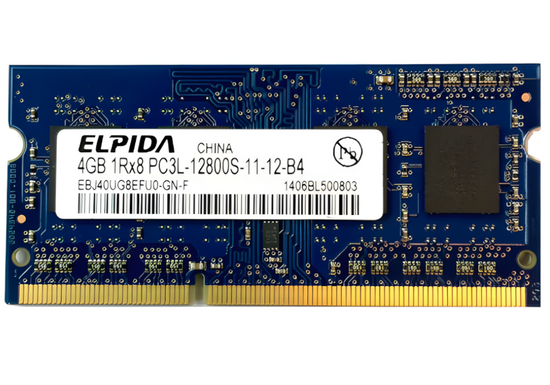 Оперативна пам'ять для ноутбуків ELPIDA 4GB DDR3L 1600MHz PC3L-12800s SODIMM після випуску