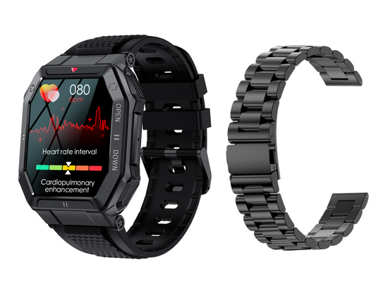 Nouvelle montre intelligente GlacierX Trail Black + Bracelet en acier GX-TC55 BS