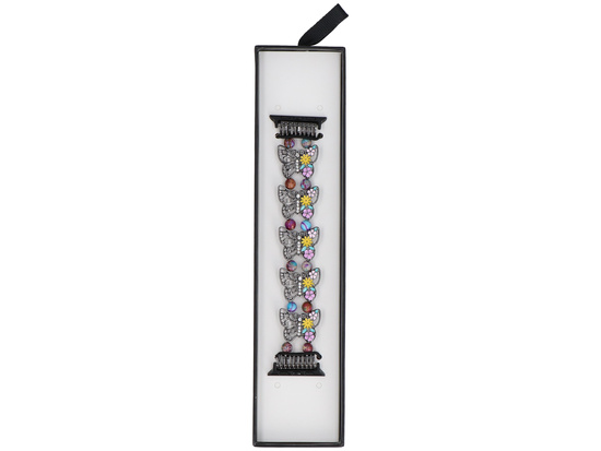 New bracelet for the GlacierX smartwatch Beaded Butterfly Motif Stretch Bracelet Black Lea for Apple Watch 38/40/41mm Black-colored