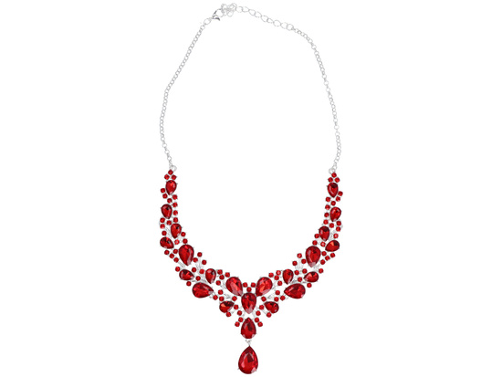 Ensemble de bijoux Gala Rouge, collier + boucles d'oreilles.