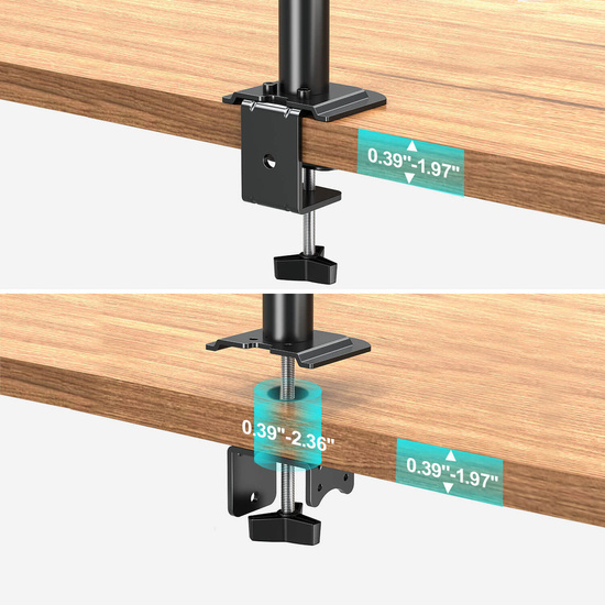 Ensemble Triadyn Support de Bureau DuoClamp pour Deux Moniteurs Téléviseurs 17-32" + Support de Bureau FlexMount pour Moniteur Téléviseur Unique 13-34"