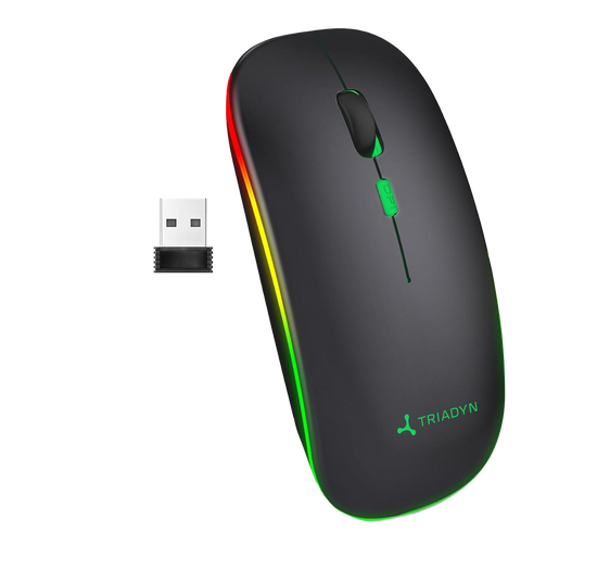 Нова Безпровідна Мишка Офісна Triadyn Callisto Bluetooth 2.4GHz RGB Slim 1600 DPI Чорна