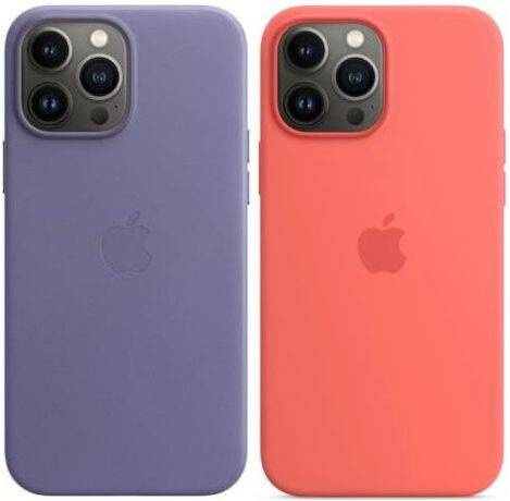 Оригінал чохол Apple Оригінал Чохол Apple шкіряний iPhone 13 Pro Max Leather Wisteria + силіконовий iPhone 13 Pro Max Pink Pomelo