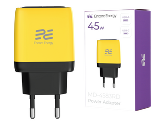 Nová síťová nabíječka Encore Energy GaN QC PD USB-A 18W USB-C 45W MD-4583RD
