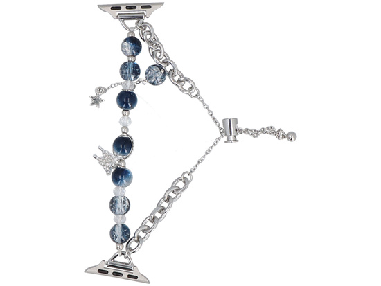 Neue Armbanduhr GlacierX Slider Clasp Layered Charm Bracelet Nightfall Silver für Apple Watch 38/40/41mm Silber-blau