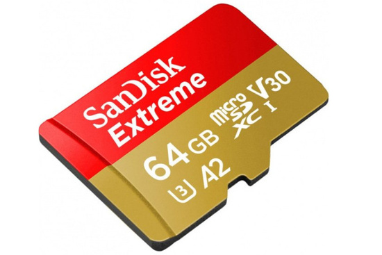 Nowa Karta SanDisk EXTREME microSDXC 64 GB A2 C10 V30 UHS-I U3 ActionCam Adapter SDSQXA2-064G-GN6AA