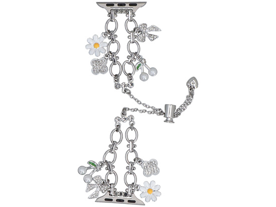 Нова браслет для смарт-годинника GlacierX Slider Clasp Double Chain Princess Bracelet Silver для Apple Watch 38/40/41mm Срібний