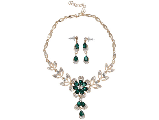 Ensemble de bijoux Vert Enchanté : Collier + boucles d'oreilles