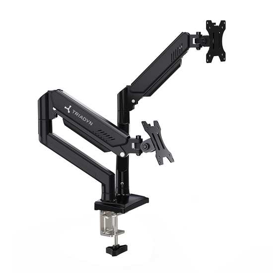 Nouveau Support de Bureau Triadyn DuoFlexMount pour Deux Moniteurs Téléviseurs 13-32" Ergonomique Réglable Rotatif TRD-BLK-2AL-13"-32"