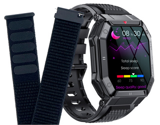 Neuer Smartwatch GlacierX Trail Black + Armband für Smartwatch GlacierX Grip Strap Nylon Schwarz 22mm