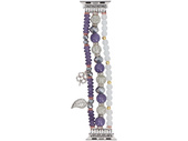 Nový náramek na smartwatch GlacierX Multi Strand Beaded Charm Bracelet Crystal Violet pro Apple Watch 38/40/41mm Stříbrno-fialový