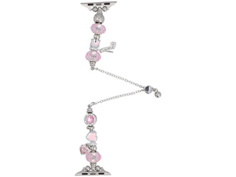 Нова браслет для смарт-годинника GlacierX Slider Clasp Beaded Charm Bracelet Ice Rose для Apple Watch 38/40/41mm Срібно-рожевий