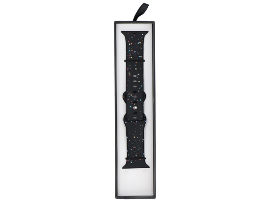 Nouvelle sangle pour smartwatch GlacierX Silicone Loop Band Black Sprinkle pour Apple Watch 42/44/45/49mm Noir multicolore